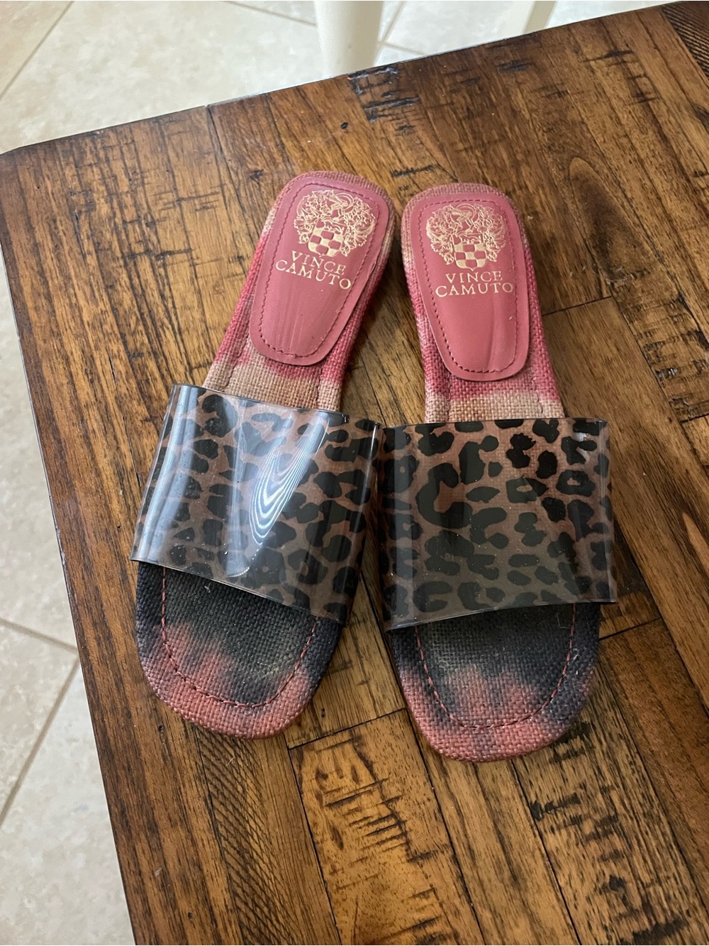 Vince Camuto Prtindal Leopard PVC Slides